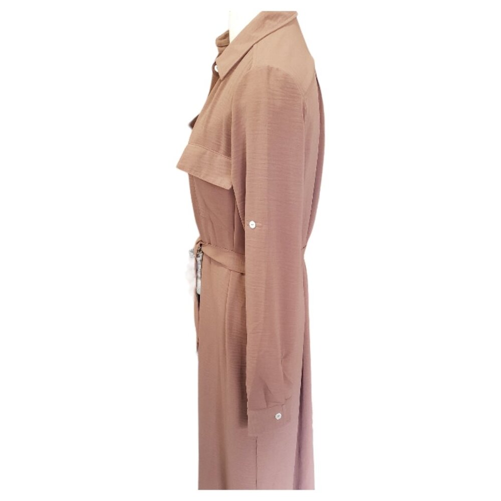 Ct226 Spins Button Front Brown Tunic With Sash An… - image 5